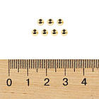 Бусини, Латунь, Круглі, Покриття Золото 18К, Розмір: 4 мм, Отвір 1.2 мм, 50 шт, фото 3