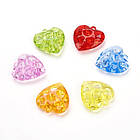 Кулони Акрил Серце, Прозорі, Колір: Мікс, Розмір: 38х36х11мм, Отвір 3 мм, 10 шт, фото 2