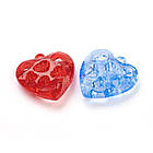 Кулони Акрил Серце, Прозорі, Колір: Мікс, Розмір: 38х36х11мм, Отвір 3 мм, 10 шт, фото 3