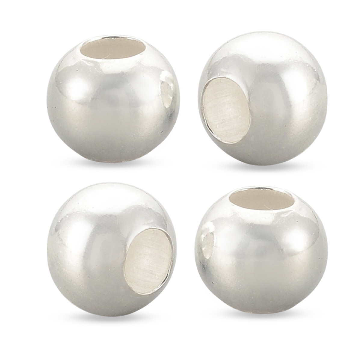 Срібло 925 Бусіни, Круглі, Колір: Срібло, Розмір: 4х3.5мм, Отвір 1.5 мм, фото 1