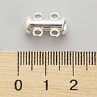 Срібло 925 Застібка Слайдер, на 2 Нитки, Колір: Срібло, Розмір: 15х11х6мм, Отвірі 2 мм, 1 шт, фото 4