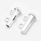 Срібло 925 Застібка Слайдер, на 2 Нитки, Колір: Срібло, Розмір: 15х11х6мм, Отвірі 2 мм, 1 шт, фото 5