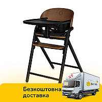 Стільчик для годування 3в1 Lionelo Celia Black Wood (стільчик, що росте, дерев'яний, регулювання висоти) Чорний