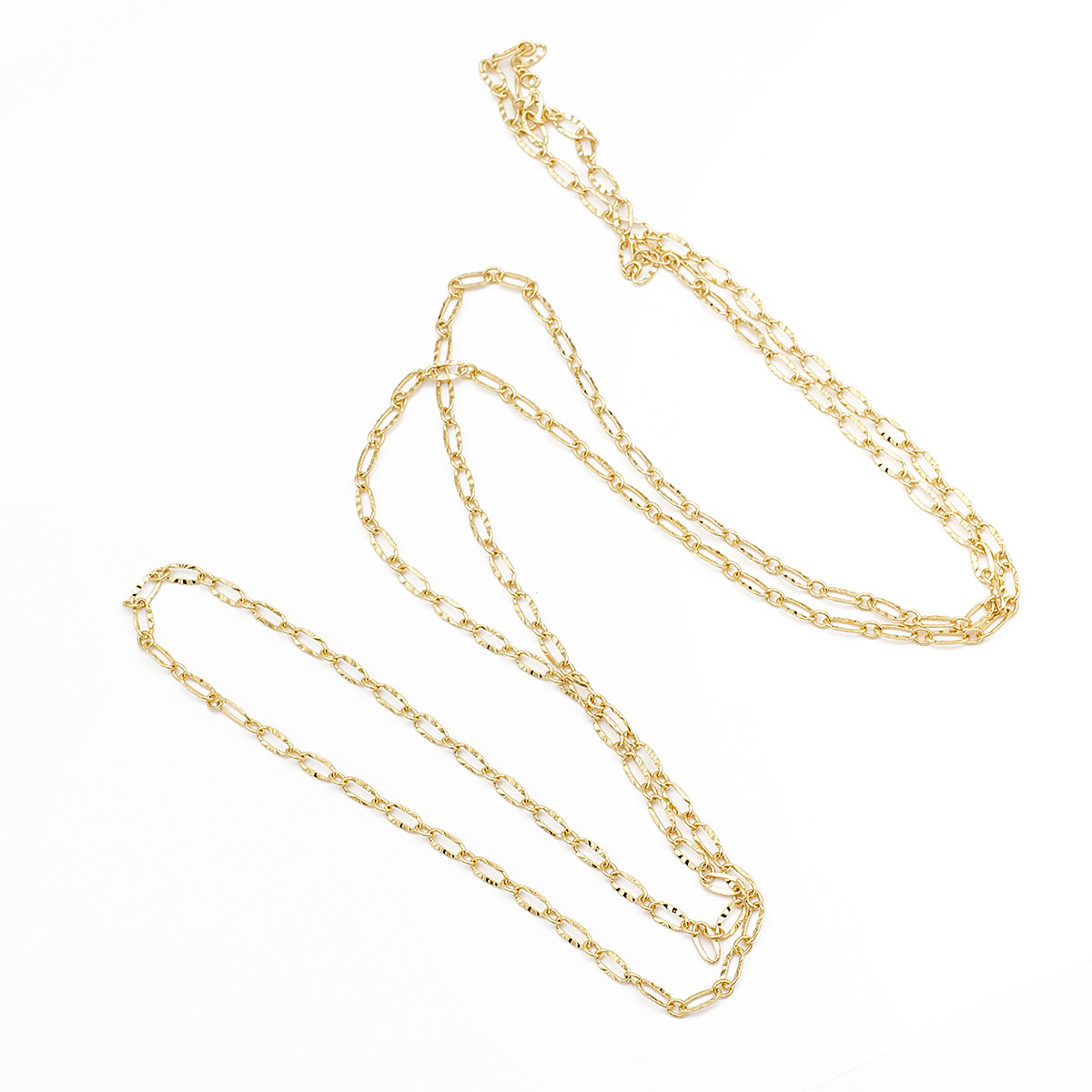 Ланцюг із Латуні, Рифлена, Паяна, Колір: Покриття Золото 18К, Дзвено: 6.2х3.3х0.5мм, 1 м, фото 1