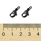 Застібка Карабін-Лобстер із сполучним кільцем, Неіржавка сталь, Гальваніка, Колір: Чорний, 10 шт, фото 2