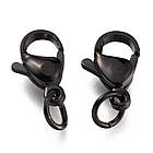 Застібка Карабін-Лобстер із сполучним кільцем, Неіржавка сталь, Гальваніка, Колір: Чорний, 10 шт, фото 6