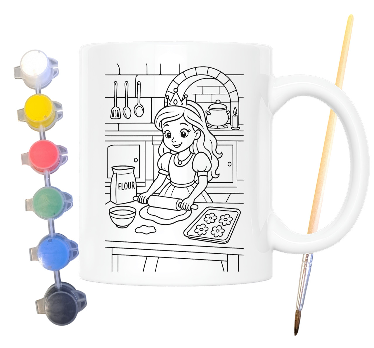 Набір для творчості кружка розмальовка Принцеса 330 мл біла (КР0130), фото 1