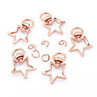 Застібка Поворотний Карабін-Лобстер, Сплав, Зірка, Колір: Рожеве Золото, Розмір: 34х24х6мм, Отвір 5х9мм, 5 шт, фото 4