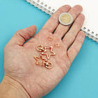 Застібка Поворотний Карабін-Лобстер, Сплав, Зірка, Колір: Рожеве Золото, Розмір: 34х24х6мм, Отвір 5х9мм, 5 шт, фото 5