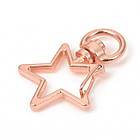 Застібка Поворотний Карабін-Лобстер, Сплав, Зірка, Колір: Рожеве Золото, Розмір: 34х24х6мм, Отвір 5х9мм, 5 шт, фото 7