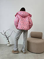 Жіноча куртка тепла на синтепоні 200 з квітковим принтом, фото 6