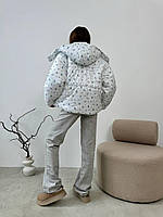 Жіноча куртка тепла на синтепоні 200 з квітковим принтом, фото 3