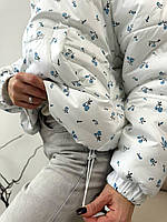 Жіноча куртка тепла на синтепоні 200 з квітковим принтом, фото 7