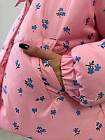 Жіноча куртка тепла на синтепоні 200 з квітковим принтом, фото 9