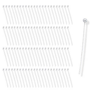 Піни з куліком, Латунь, Колір: Срібло, 30х0.5мм, Кулька 2 мм, 100 шт./пач