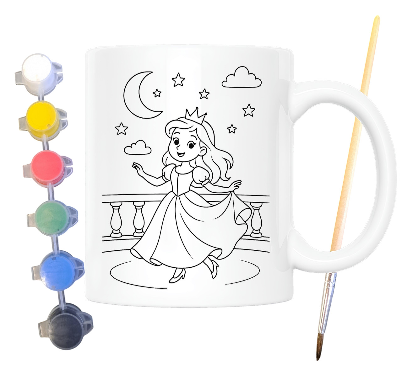 Набір для творчості кружка розмальовка Попелюшка (за мотивами казки Шарля Перро) 330 мл біла (КР0131), фото 1