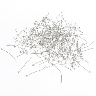 Піни з Шариком, Латунь, Колір: Срібло, Розмір 18х0.5мм, Кульк 2 мм, (100 шт.)