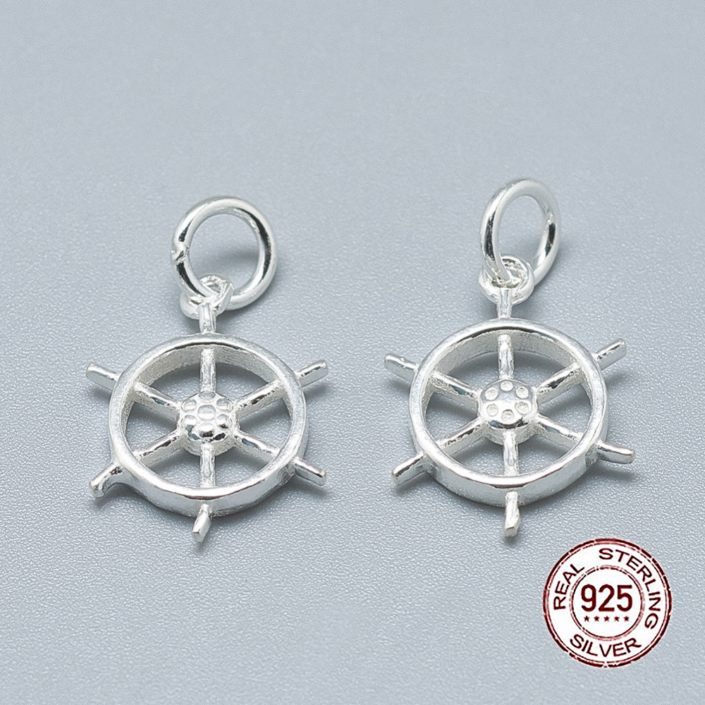 Срібло 925 Підвіска Штурвал, з кільцем, Колір: Срібло, Розмір: 16х12х2мм, Отвірі 4 мм, 1 шт, фото 1