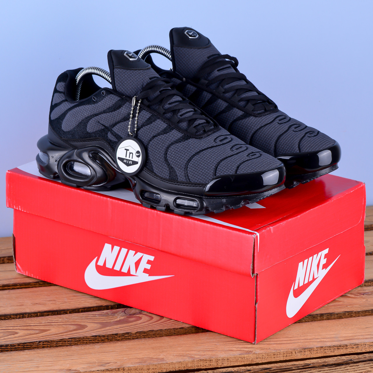 Термо Зимові Чоловічі Кросівки Nike Air Max TN чорні з сірим, фото 1