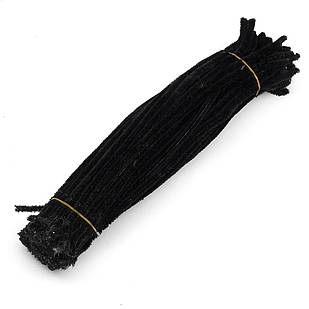 Синельне дротя для Рукоробства М'яка Пухнаста, Чорний, 300х5мм, 100 шт./пач, 1 упаковка