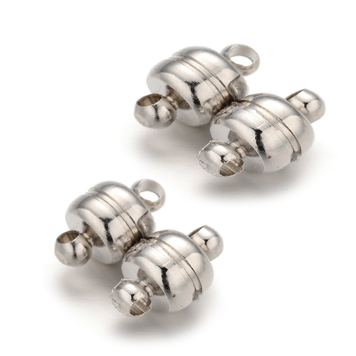 Застібка Магнітна, Латунь, Овал, Колір: Платина, Розмір: 11x7 мм, Відв. 1.5 мм, 4 шт, фото 1