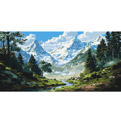 Картина за номерами 40×80 см Kontur. Гірський пейзаж. Подих природи DS0707