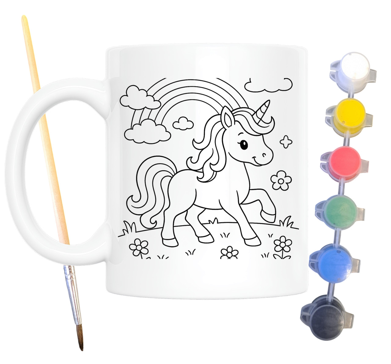 Набір для творчості кружка розмальовка Казковий Єдиноріг 330 мл біла (КР0132), фото 1