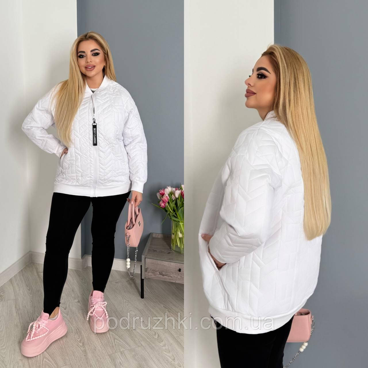 Жіноча куртка бомбер весна-осінь, плащівка на сінтепоні 100, розмір 48-50, 52-54, 56-58, 60-62, фото 1