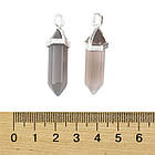 Кулон Натуральний Сірий Агат, Шестигранний, Фурнітура зі Сплава, Колір: Платна, Розмір: 37-40х12мм, 2 шт, фото 4