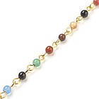 Ланцюг Латунь Бусини Натуральний Агат, Ручна робота, Непаяна, Колір Метала: Золото, Розмір: 4-4.5мм, 1м /, фото 4