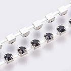 Ланцюг Латунь зі стразами 2.6 мм, Клас А, Колір металу: Срібло, Колір Страз: Чорний, Ширина 2.6 мм, 1.1м, фото 3