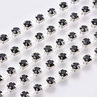 Ланцюг Латунь зі стразами 2.6 мм, Клас А, Колір металу: Срібло, Колір Страз: Чорний, Ширина 2.6 мм, 1.1м, фото 4