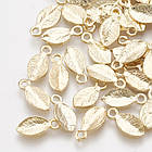 Підвіски Латунь, Аркуш, Покриття Півосто 18К, Розмір: 10.5х4.5х1мм, Отвори 1.2 мм, 10 шт, фото 2