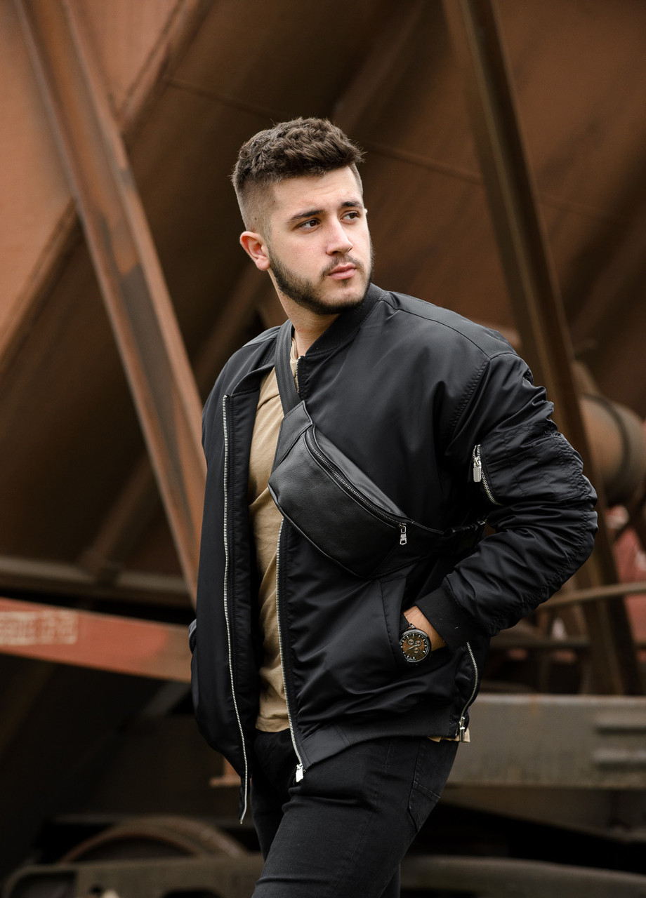 Чоловіча Поясна сумка шкіряна Sambag Tirso PSO чорна (81119001m), фото 1