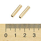 Бусини Трубочки, Неіржавка сталь, Іонне покриття (IP), Колір: Золото, Розмір: 15х3мм, Отвір 2 мм, (10 шт.), фото 3