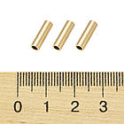 Бусини Трубочки, Неіржавка сталь, Іонне покриття (IP), Колір: Золото, Розмір: 10х3мм, Отвір 2 мм, (10 шт.), фото 3
