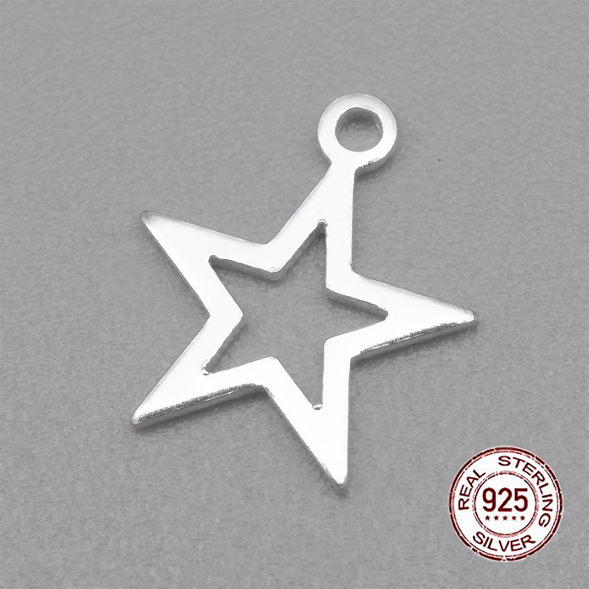 Срібло 925 Підвіска, Зірка, Фурнітура для прикрас, Розмір: 11х9.5х0.8мм, Отвір: 1 мм, 1 шт, фото 1