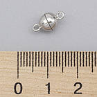 Срібло 925 Застібка Магнітна, Кругла, Колір: Платина, Розмір: 12х6 мм, Отвір: 1.2 мм, 1 шт, фото 3