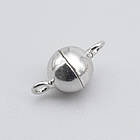 Срібло 925 Застібка Магнітна, Кругла, Колір: Платина, Розмір: 12х6 мм, Отвір: 1.2 мм, 1 шт, фото 4