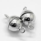 Срібло 925 Застібка Магнітна, Кругла, Колір: Платина, Розмір: 12х6 мм, Отвір: 1.2 мм, 1 шт, фото 5