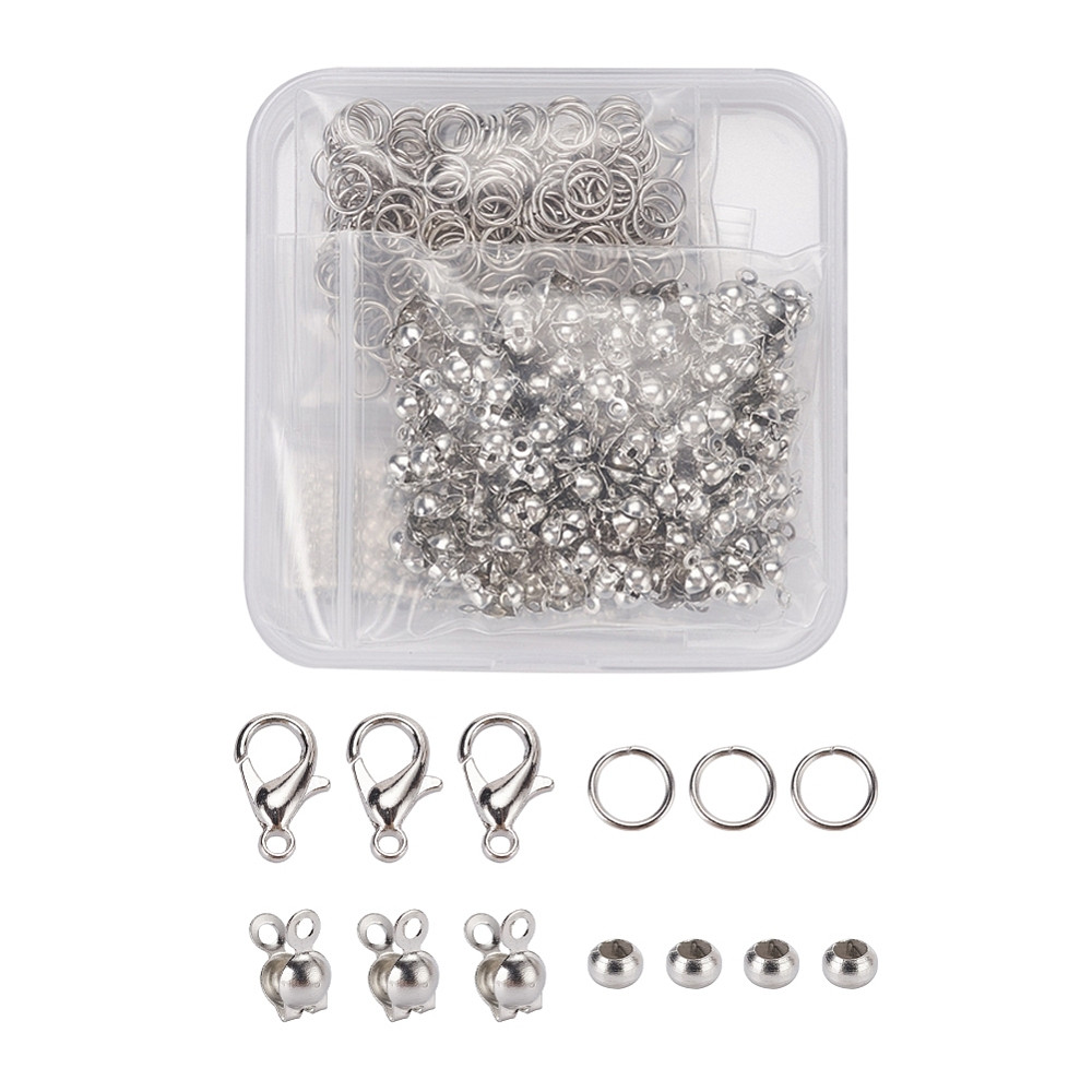 Набір для виготовлення Ювелірних виробів, Сплав, Колір: Платина, 7.4х7.2х1.7см, 650 шт./набір, 1 набор, фото 1