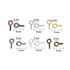 Тримачі Гвинтові Штифти з петлею, для Бусин із Напівотворством, Залізо, Колір: Мікс, Розмір: 8х4х1мм, 1 набор, фото 4
