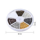 Тримачі Гвинтові Штифти з петлею, для Бусин із Напівотворством, Залізо, Колір: Мікс, Розмір: 8х4х1мм, 1 набор, фото 5