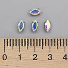 Пришивні стрази, Скло Гірський Кришталь, Основа Латунь, Кінське око, Колір: Прозорий АВ, Розмір: 8х4х3.5мм, фото 3