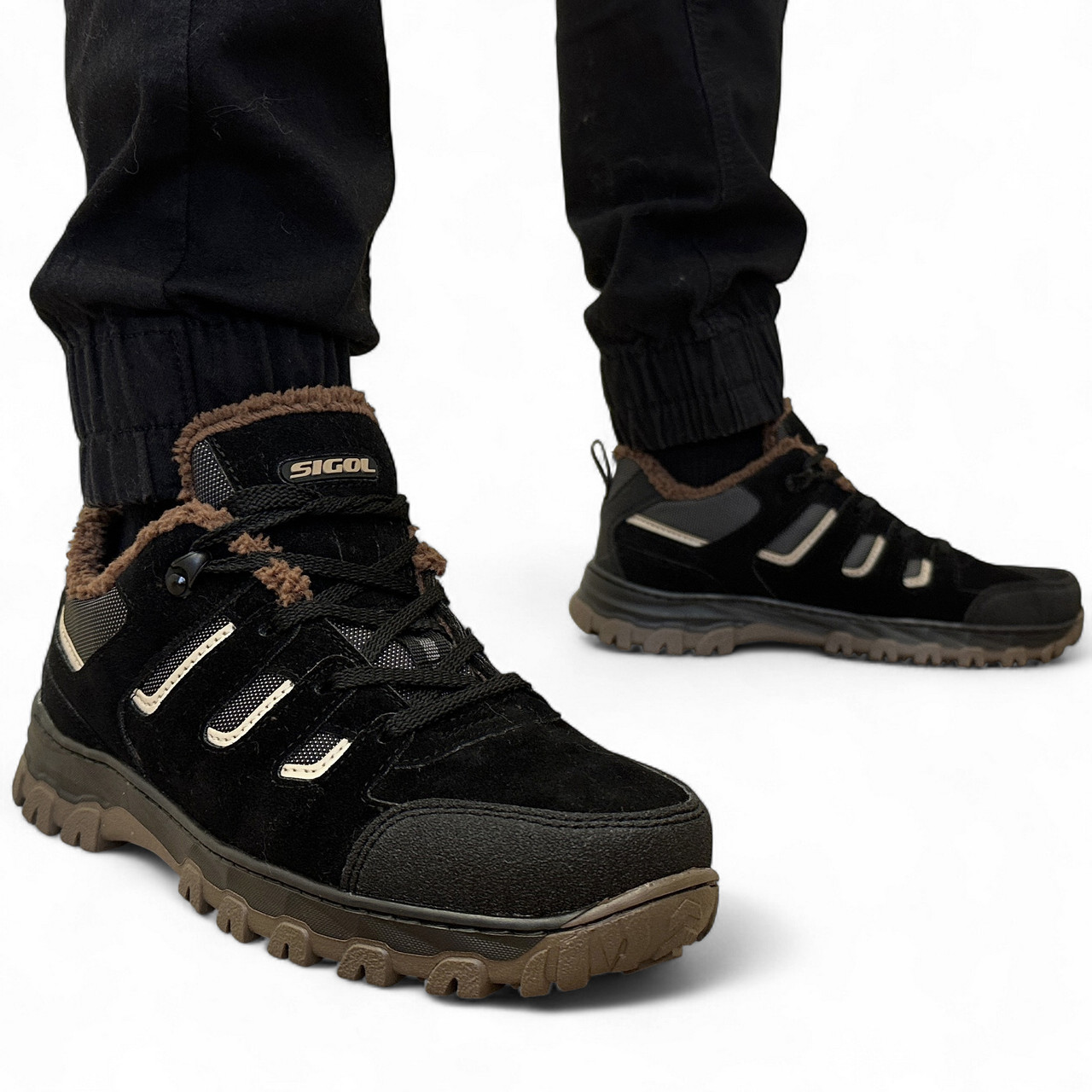 Кросівки чоловічі зимові з хутром чорні (Сгб-11-5), фото 1