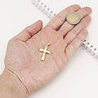 Підвіска Латунь, Хрест із Фіанітами, Стійке Покриття Золото 18К, Розмір: 30.5х20.5х2.5 мм, Отвір 3х5 мм, 1 шт, фото 2