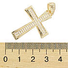 Підвіска Латунь, Хрест із Фіанітами, Стійке Покриття Золото 18К, Розмір: 30.5х20.5х2.5 мм, Отвір 3х5 мм, 1 шт, фото 3