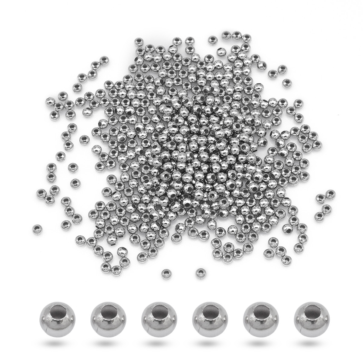 Бусини Неіржавка Сталь, Круглі, Розмір: 4х3.5мм, Отвір 1.6 мм, 500 шт./паковання, 1 упаковка, фото 1