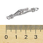 Застібка Гачок, Латунь, Стійке Покриття платиною, Розмір: 13.5х4.5х3мм, Гачок 13.5х5.5х3мм, 1 шт, фото 3