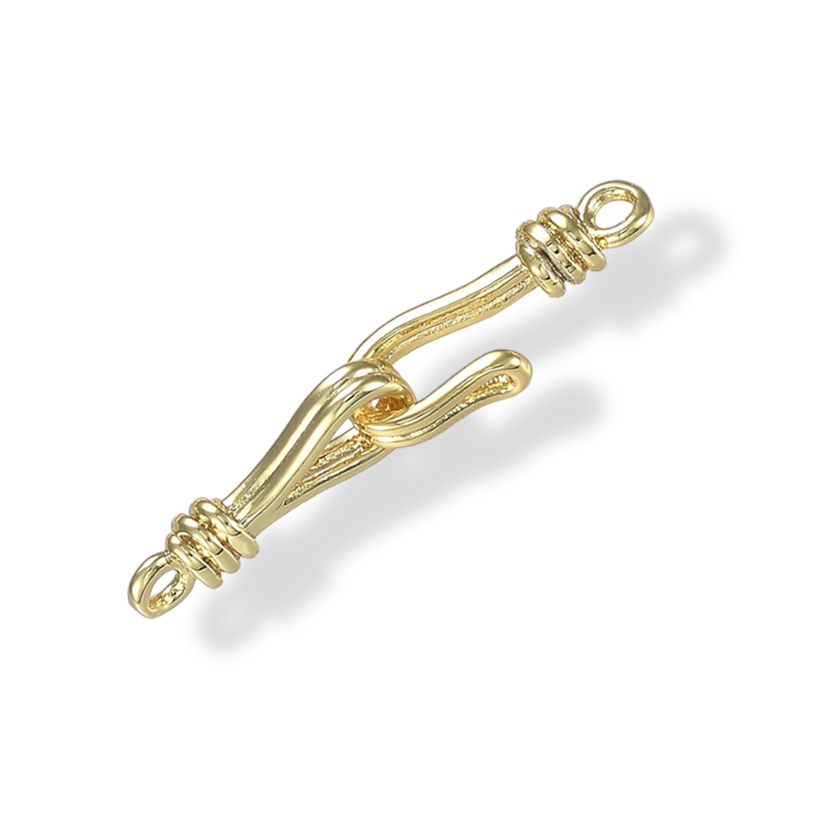 Застібка Гачок, Латунь, Стійке Покриття Золото 18К, Розмір: 13.5х4.5х3мм, Гачок 13.5х5.5х3мм, 1 шт, фото 1